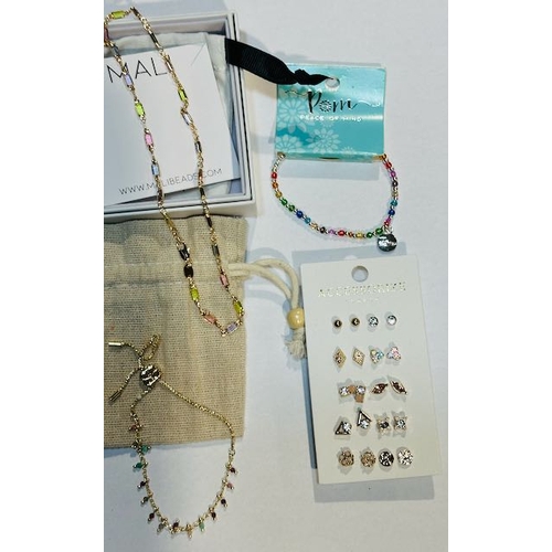 1034 - Accessorize London Earring Set, Mali Beads Necklace, Peace of Mind Bracelet + Ornate Bracelet