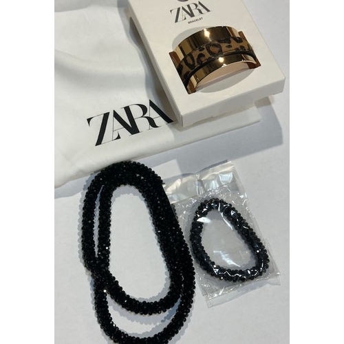 1062 - Zara Cuff Bracelet + Black Crystal Style Necklace & Bracelet