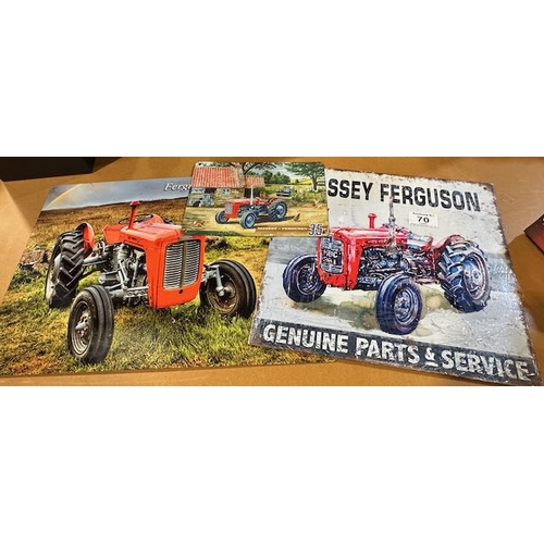 70 - 3 x Metal Massey Ferguson Signs