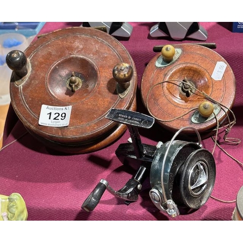 129 - Vintage Wooden Fly Fishing Reel x 2 + Another