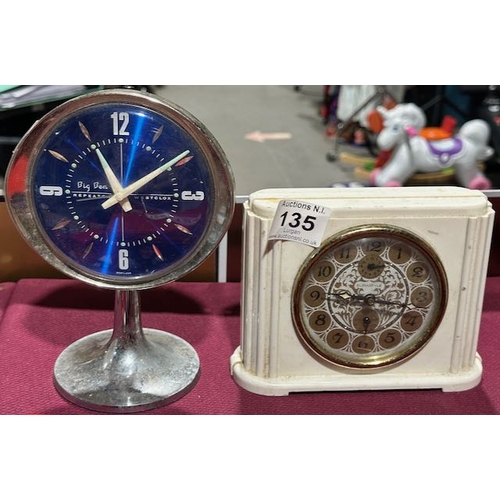 135 - Vintage Clock x 2 Incl Retro Big Ben Repeater By Westclox