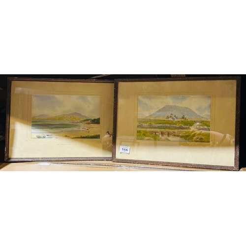 166 - Pair of Vintage Watercolours by H Donald - Shanky River + Across Strangford Lough