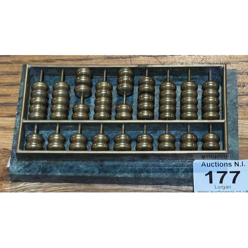 177 - Vintage Mini Brass & Marble Abacus