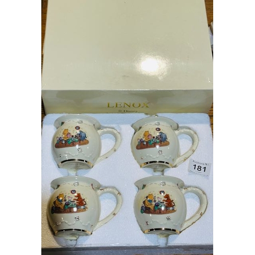 181 - Boxed Set of 4 Lenox Disney Winnie the Pooh Hundred Acre Friendship Mugs