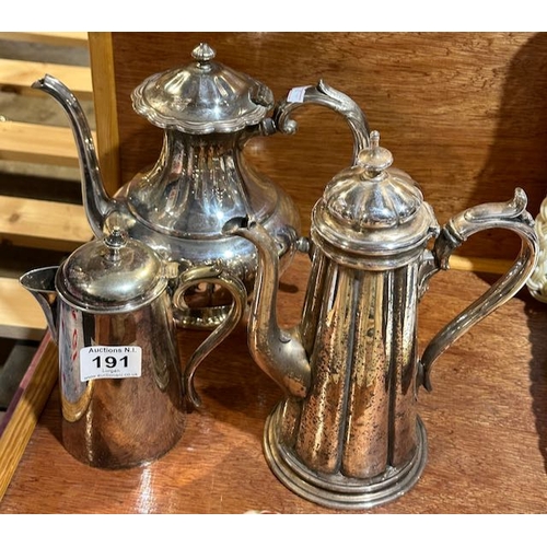 191 - Vintage O'Neida Made in Canada Silver Plated Teapot, Philip Ashberry & Sons Pewter Based Coffee Pot ... 