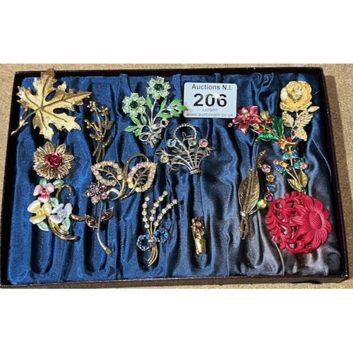 206 - Collection of Ornate Floral Brooches