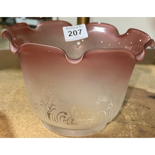 207 - Beautiful Cranberry Tipped Frosted Glass Filigree Shade