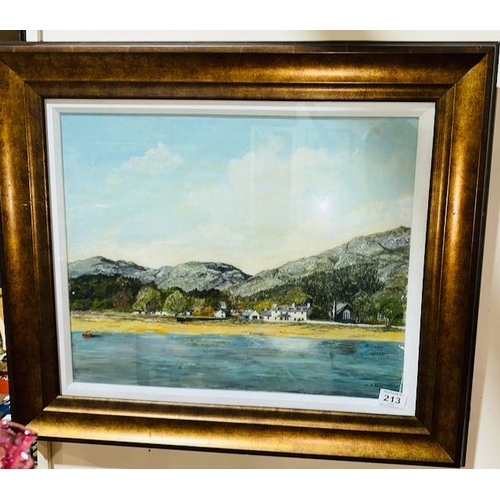 213 - Large Framed Oil on Canvas by M M Addis - Loch Goilhead