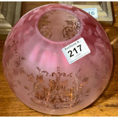 217 - Frosted Glass Cranberry Etched Globe Shade