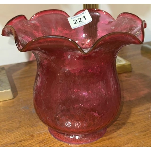 221 - Beautiful Deep Cranberry Fluted Glass Shade