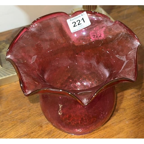 221 - Beautiful Deep Cranberry Fluted Glass Shade