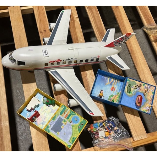 264 - Playmobil Jet With Figures + 2 x Micro World Magnetic Playsets