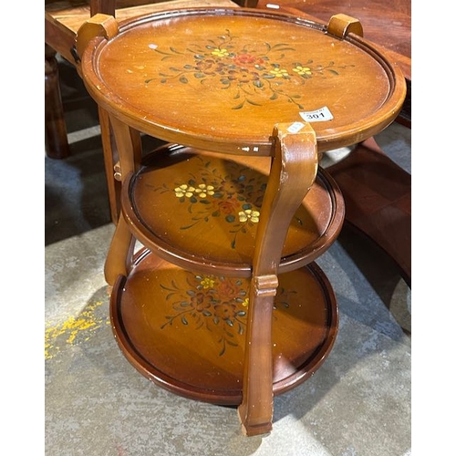 301 - Vintage Hand Painted 3 Tier Table