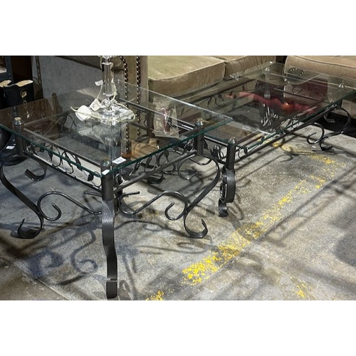 303 - Matching Set Of Glass Top Tables With Metal Bases