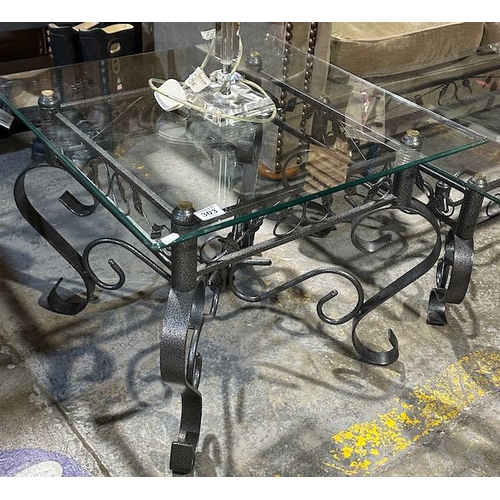 303 - Matching Set Of Glass Top Tables With Metal Bases