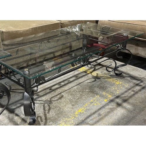 303 - Matching Set Of Glass Top Tables With Metal Bases