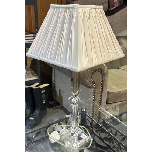 304 - Ornate Crystal Style Table Lamp With Cream Shade