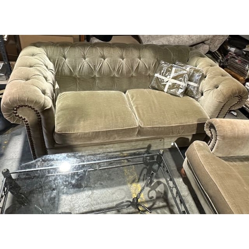 305 - Fabric Chesterfield Style 2 Seater + Armchair