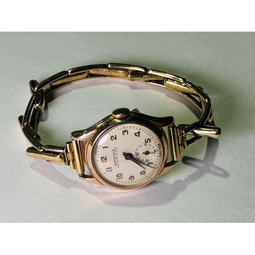 334 - Vintage Aristex Watch on 9ct Gold Metal Core Expanding Bracelet by Fidelity H.G&S