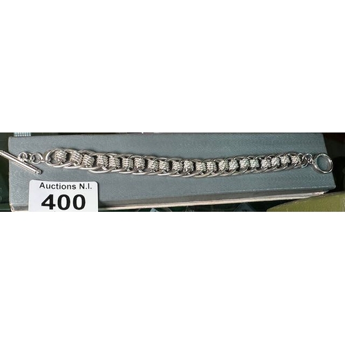 400 - Thick Silver T-Bar Bracelet