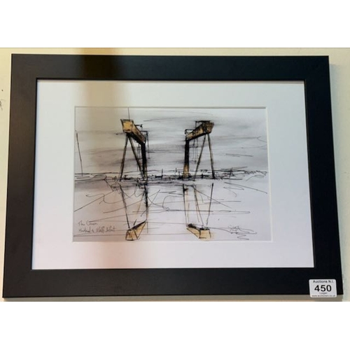 450 - Black Framed Print by Stephen Farnan - The Cranes, Belfast - Harland & Wolff