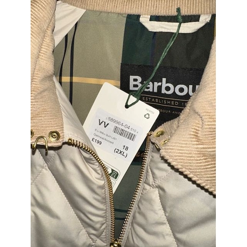 588 - Ladies Tagged Barbour Quilted jacket - Oatmeal Size 18 RRP £199