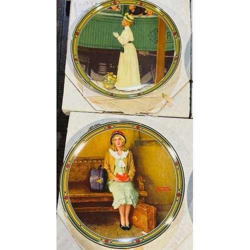 328C - Set of 4 American Plates By Norman Rockwell - Boxed + Pair Of Boxed Van Hygan & Smythe Custom plate ... 