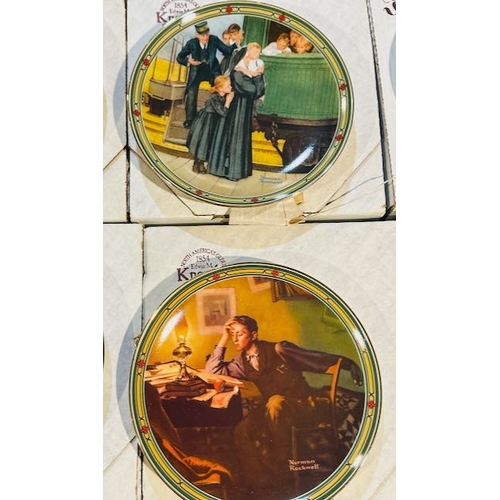 328C - Set of 4 American Plates By Norman Rockwell - Boxed + Pair Of Boxed Van Hygan & Smythe Custom plate ... 