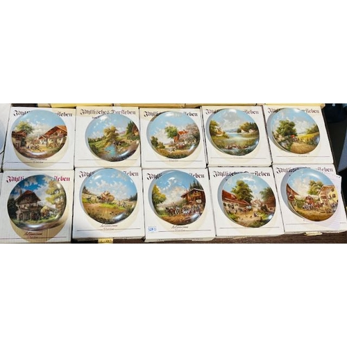 328D - Set Of 10 Luckels Idyllic Village Life Plates By Christan Luckel Germany In Boxes