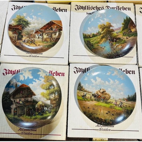 328D - Set Of 10 Luckels Idyllic Village Life Plates By Christan Luckel Germany In Boxes