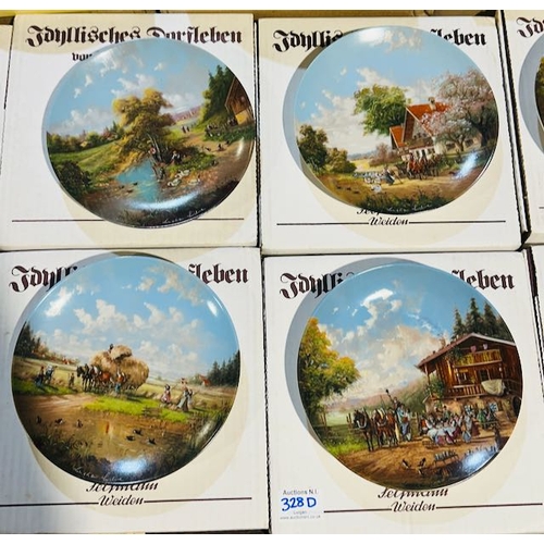 328D - Set Of 10 Luckels Idyllic Village Life Plates By Christan Luckel Germany In Boxes