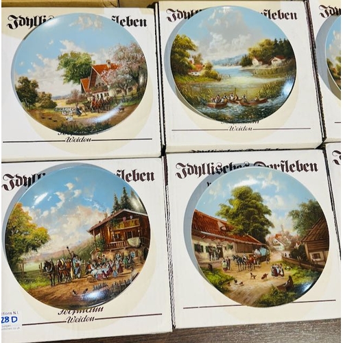 328D - Set Of 10 Luckels Idyllic Village Life Plates By Christan Luckel Germany In Boxes