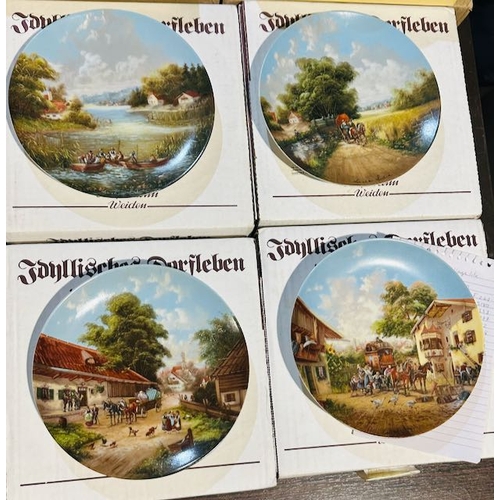 328D - Set Of 10 Luckels Idyllic Village Life Plates By Christan Luckel Germany In Boxes