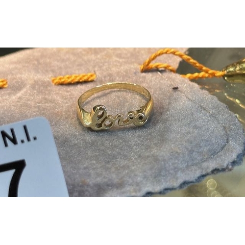 337 - 14ct Gold 'Love' Ring