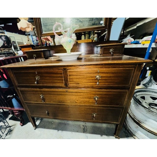 277 - Antique Edwardian Inlaid 4 Drawer Dressing Table