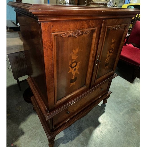 294 - Vintage Inlaid Walnut Drinks Cabinet