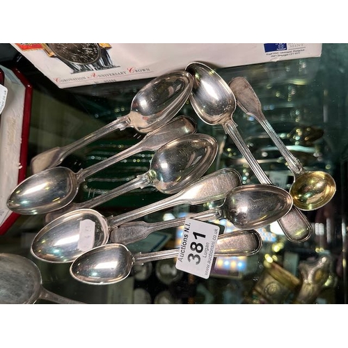 381 - Selection of Antique Solid Silver Spoons