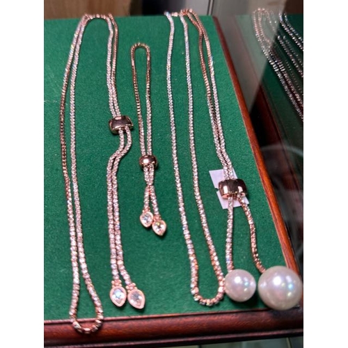 392 - Beautiful Diamonte Necklace & Bracelet Set + Diamonte Necklace