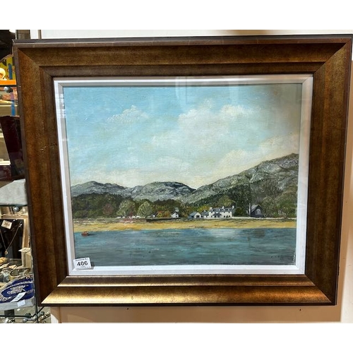 406 - Large Framed Oil on Canvas by M M Addis - Loch Goilhead