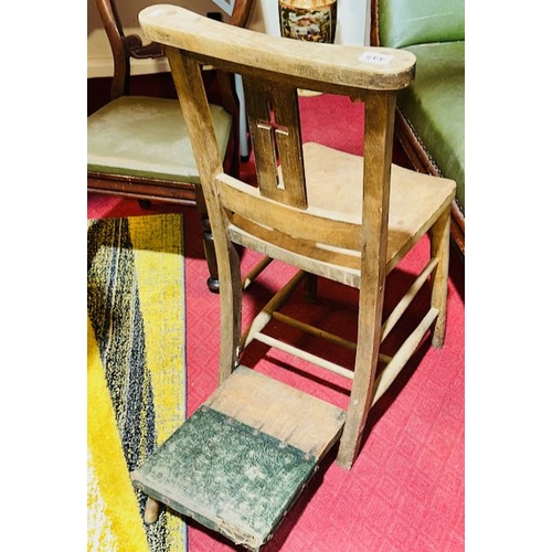 445 - Antique Pine Prayer Chair with Kneeler