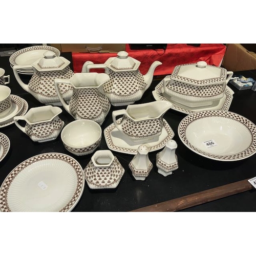 486 - Vintage Adams Ironstone Sharon Tea/Dinner Service - Approx 49pc