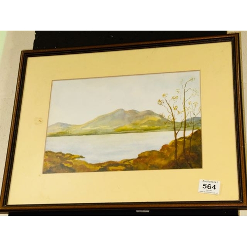 564 - Framed Watercolour Shanky River The Mournes