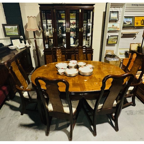 567 - Quality Extending Asian Style Dining Table With 6 Chairs Incl 2 Carvers + Large Quality Asian Style ... 