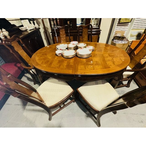 567 - Quality Extending Asian Style Dining Table With 6 Chairs Incl 2 Carvers + Large Quality Asian Style ... 