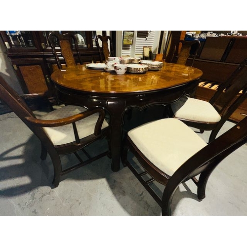 567 - Quality Extending Asian Style Dining Table With 6 Chairs Incl 2 Carvers + Large Quality Asian Style ... 