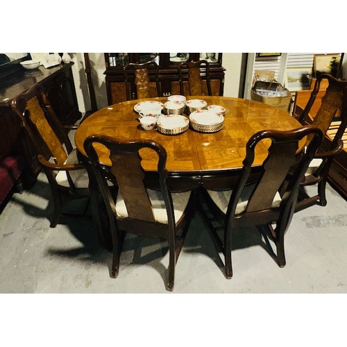 567 - Quality Extending Asian Style Dining Table With 6 Chairs Incl 2 Carvers + Large Quality Asian Style ... 