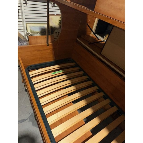 571 - Quality, Heavy, Gautier Cabin Bed With Brass Fittings, Inlay, Brass Map Handles, Storage Drawers Etc... 