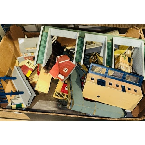 659 - Large Box Of Model Railway Accessories/Buildings + Large Box Of Track Incl Hornby