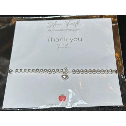 932 - Silver Faith Handmade - Thank You Teacher Bracelet