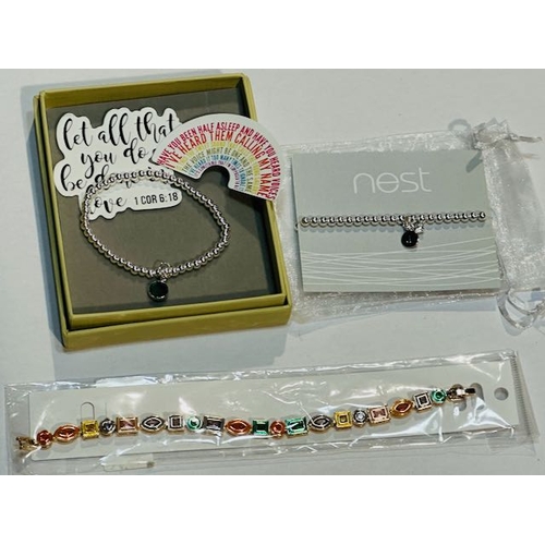 1045 - Symbology Green Stone Bracelet, Nest Bracelet + Colourful Bracelet